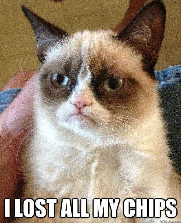  I lost all my chips  -  I lost all my chips   Grumpy Cat