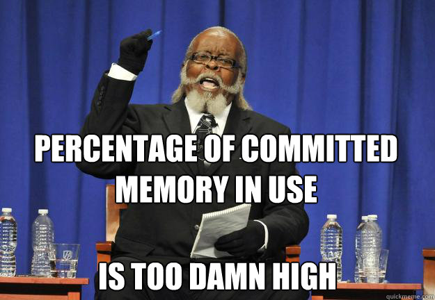 Percentage of committed memory in use is too damn high  