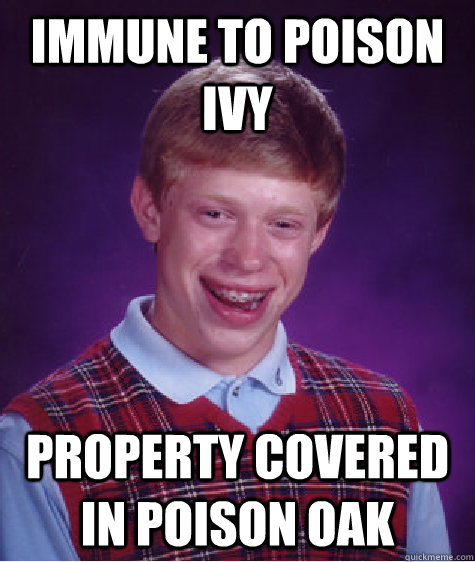 Immune to poison Ivy Property Covered in poison oak - Immune to poison Ivy Property Covered in poison oak  Bad Luck Brian