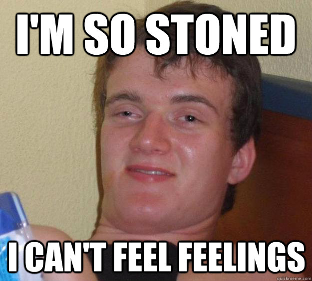 I'm so stoned I can't feel feelings  10 Guy
