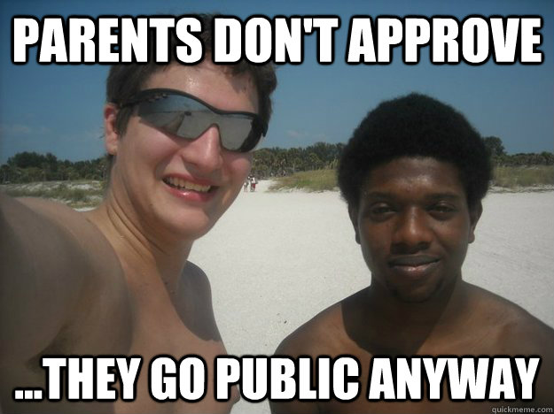 Parents don't approve ...they go public anyway  Unhappy Interracial Couple