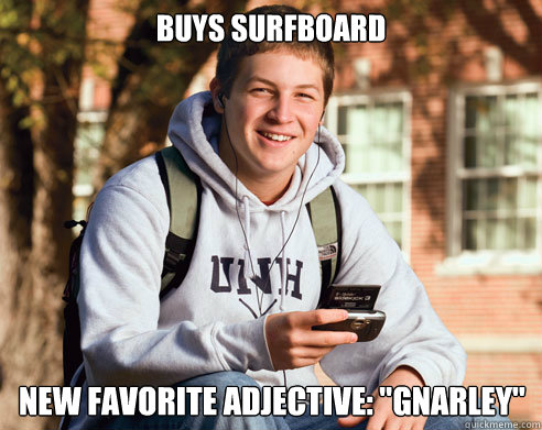 Buys Surfboard new favorite adjective: 