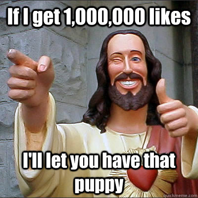 If I get 1,000,000 likes I'll let you have that puppy  