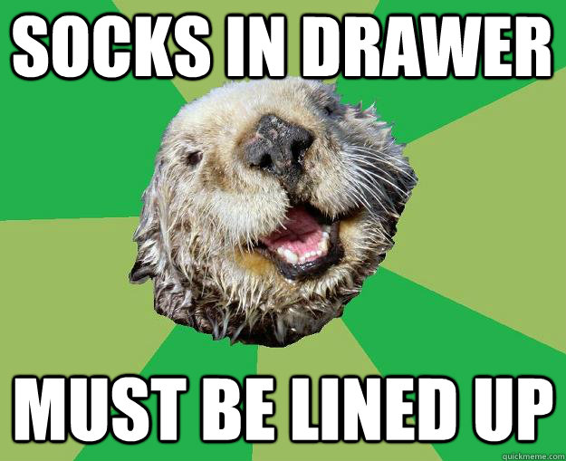 socks in drawer must be lined up  OCD Otter