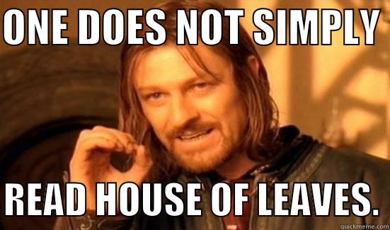 ONE DOES NOT SIMPLY   READ HOUSE OF LEAVES. Boromir