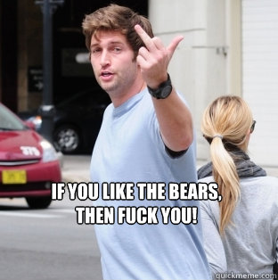 If you like the bears, 
then fuck you!  Jay Cutler