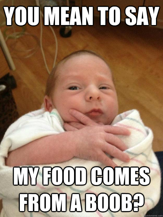 You mean to say  my food comes from a boob?  