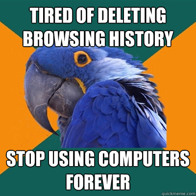 tired of deleting browsing history stop using computers forever  Paranoid Parrot
