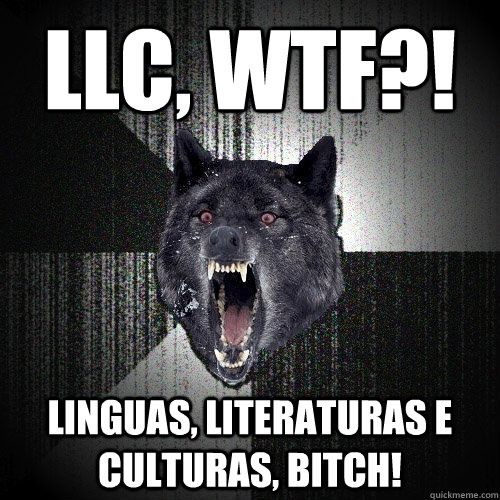 LLC, wtf?! Linguas, Literaturas e culturas, bitch!  Insanity Wolf