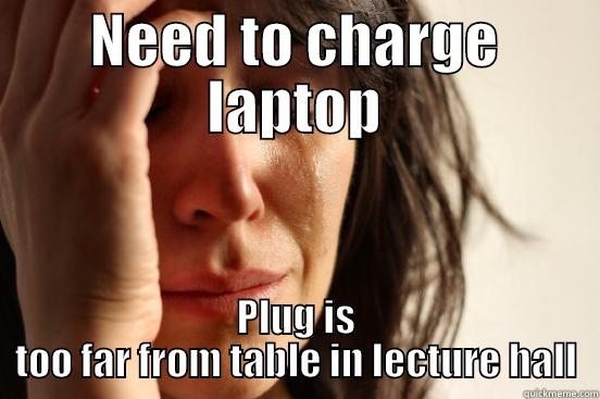 NEED TO CHARGE LAPTOP PLUG IS TOO FAR FROM TABLE IN LECTURE HALL First World Problems