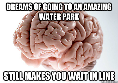 dreams of going to an amazing water park still makes you wait in line  Scumbag Brain