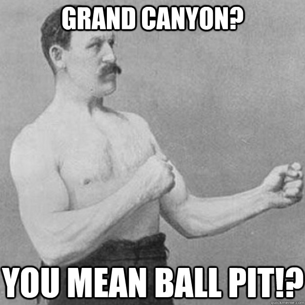 Grand Canyon? YOU MEAN BALL PIT!?  overly manly man