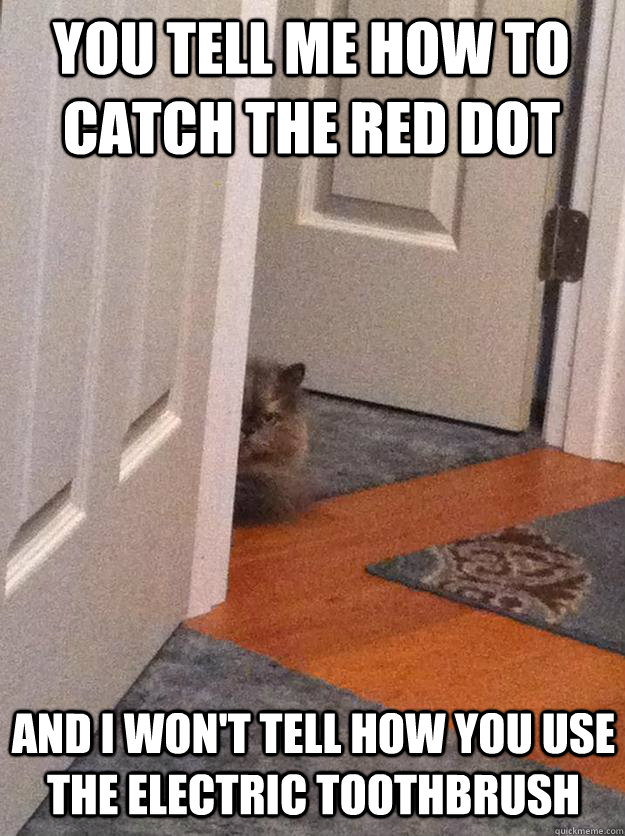 You tell me how to catch the red dot And I won't tell how you use the electric toothbrush  