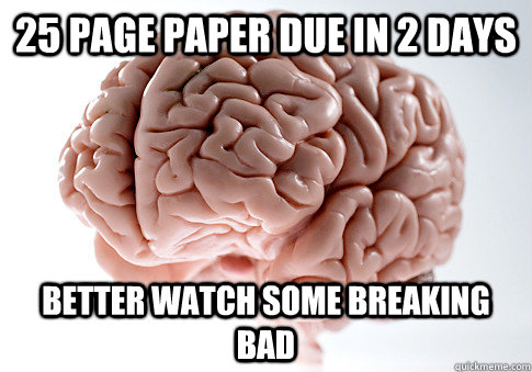 25 page paper due in 2 days better watch some breaking bad   ScumbagBrain