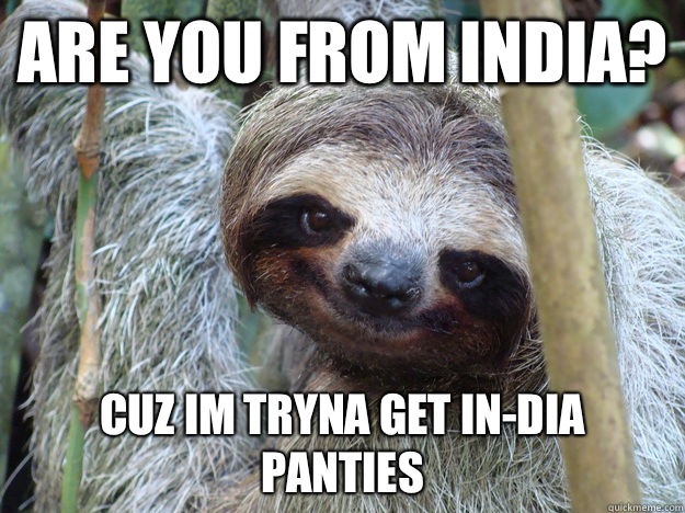 Are you from India? Cuz im tryna get in-dia panties   