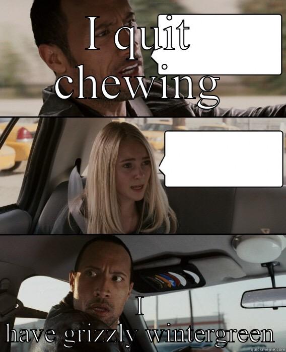 I QUIT CHEWING I HAVE GRIZZLY WINTERGREEN The Rock Driving