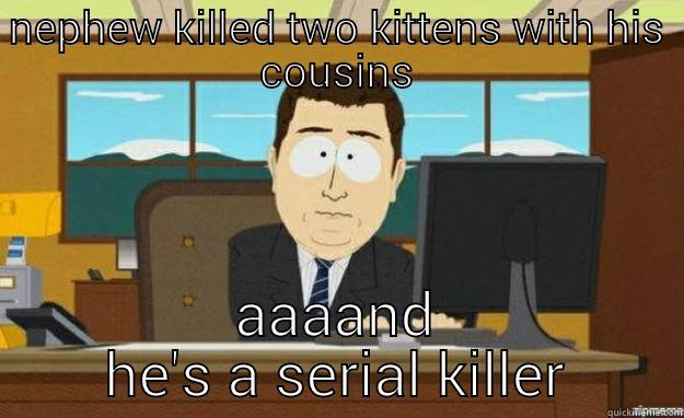 NEPHEW KILLED TWO KITTENS WITH HIS COUSINS AAAAND HE'S A SERIAL KILLER aaaand its gone