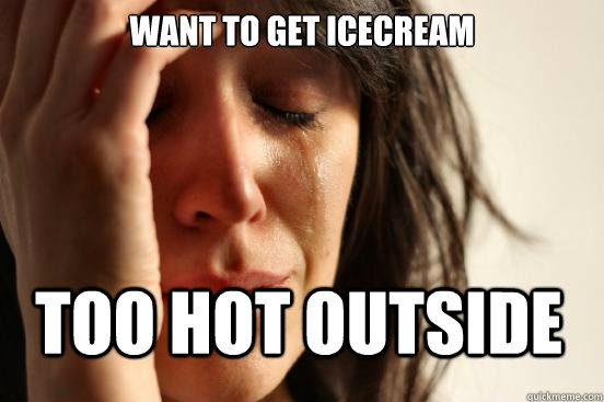want to get icecream too hot outside  First World Problems