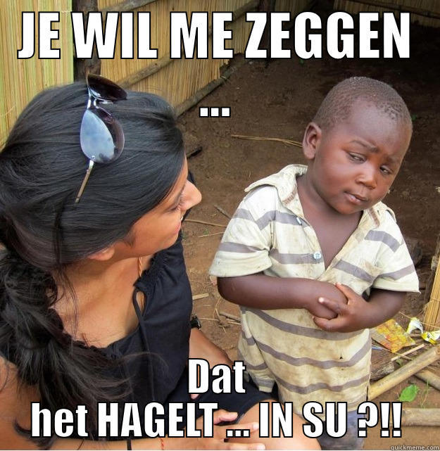 JE WIL ME ZEGGEN ... DAT HET HAGELT ... IN SU ?!! Skeptical Third World Kid