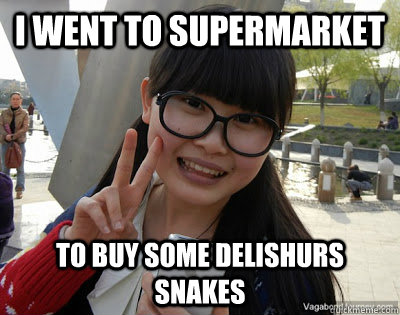 I went to supermarket to buy some delishurs snakes  Chinese girl Rainy