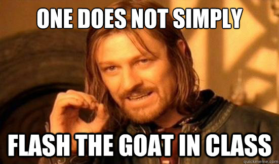 One Does Not Simply flash the goat in class  Boromir