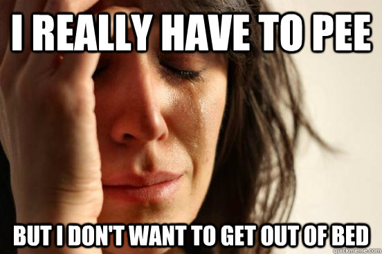 I really have to pee But I don't want to get out of bed  First World Problems