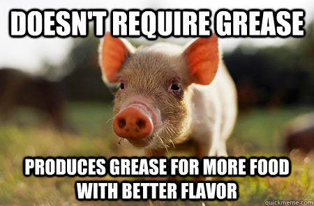 Doesn't require grease produces grease for more food with better flavor - Doesn't require grease produces grease for more food with better flavor  Misc