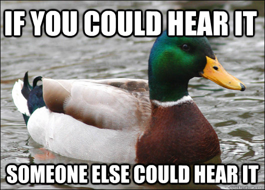 If you could hear it Someone else could hear it  Actual Advice Mallard