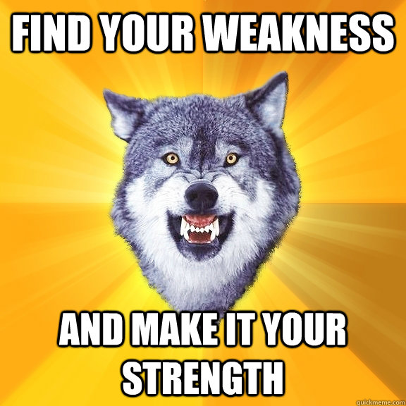 Find your weakness And make it your strength - Find your weakness And make it your strength  Courage Wolf