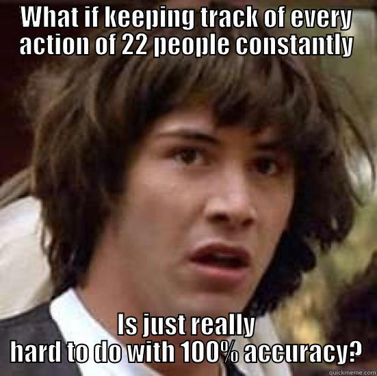WHAT IF KEEPING TRACK OF EVERY ACTION OF 22 PEOPLE CONSTANTLY IS JUST REALLY HARD TO DO WITH 100% ACCURACY? conspiracy keanu