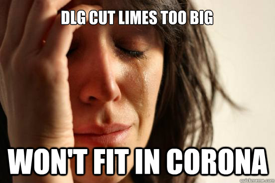 Dlg cut limes too big Won't fit in Corona  First World Problems