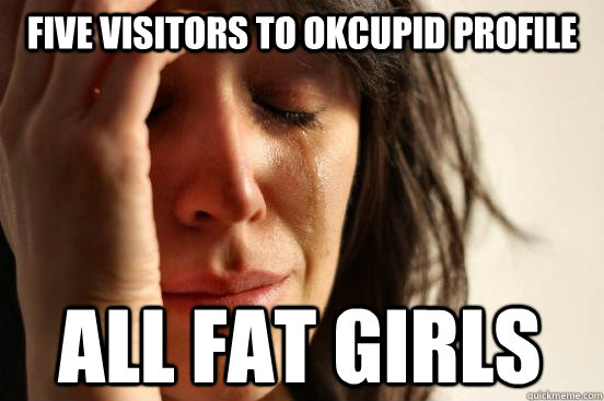five visitors to OKCupid profile all fat girls  First World Problems