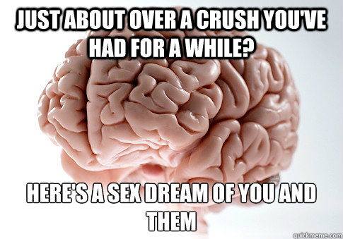 Just about over a crush you've had for a while? here's a sex dream of you and them
  ScumbagBrain