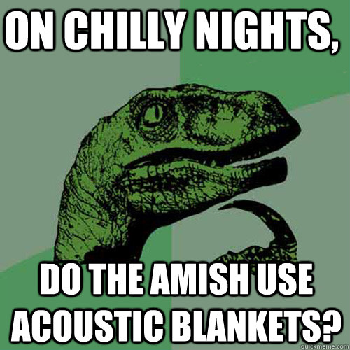 On chilly nights,  do the Amish use acoustic blankets?  Philosoraptor