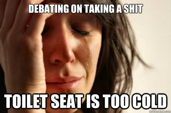 debating on taking a shit  toilet seat is too cold  First World Problems