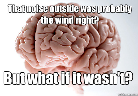 That noise outside was probably the wind right? But what if it wasn't?   Scumbag Brain