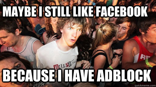 Maybe i still like facebook because I have adblock  Sudden Clarity Clarence
