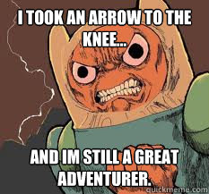 I took an arrow to the knee... And im still a great adventurer. - I took an arrow to the knee... And im still a great adventurer.  FINNSANITY