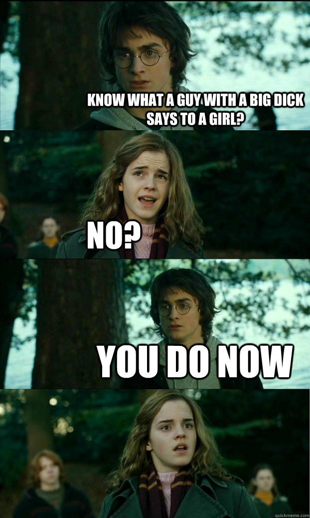 Know what a guy with a big dick says to a girl? no? you do now  Horny Harry