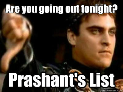 Are you going out tonight? Prashant's List  Downvoting Roman