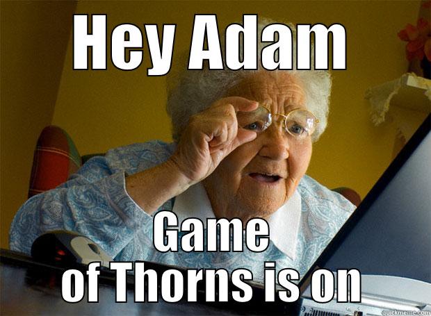 HEY ADAM GAME OF THORNS IS ON Grandma finds the Internet