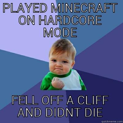 PLAYED MINECRAFT ON HARDCORE MODE FELL OFF A CLIFF AND DIDNT DIE Success Kid