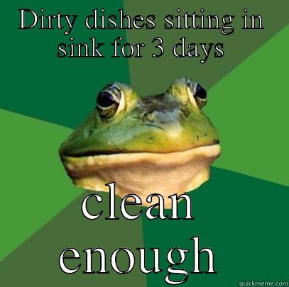 DIRTY DISHES SITTING IN SINK FOR 3 DAYS CLEAN ENOUGH Foul Bachelor Frog