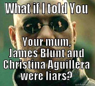 WHAT IF I TOLD YOU YOUR MUM, JAMES BLUNT AND CHRISTINA AGUILLERA WERE LIARS? Matrix Morpheus