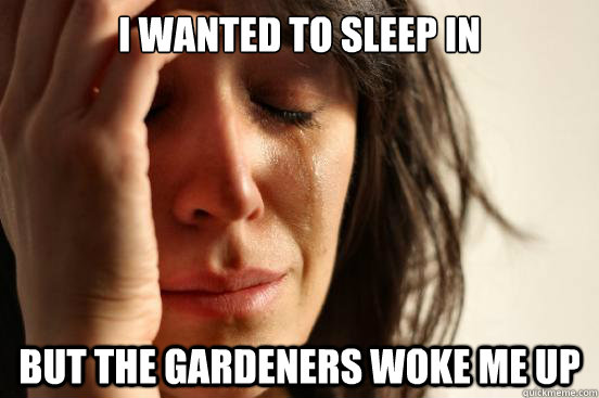 I wanted to sleep in But the gardeners woke me up  First World Problems
