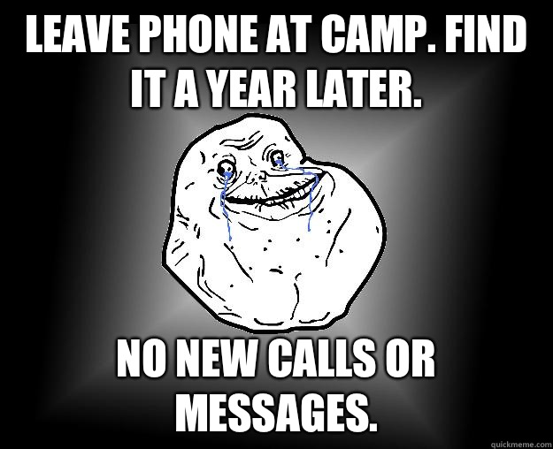 Leave phone at camp. Find it a year later.  No new calls or messages.  - Leave phone at camp. Find it a year later.  No new calls or messages.   Forever Alone Google