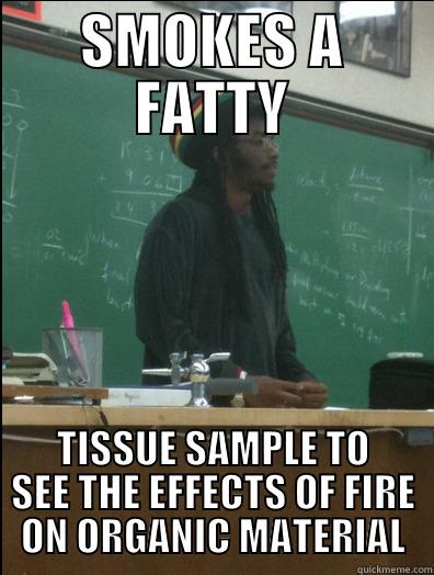 rASTA fATTY - SMOKES A FATTY TISSUE SAMPLE TO SEE THE EFFECTS OF FIRE ON ORGANIC MATERIAL Rasta Science Teacher