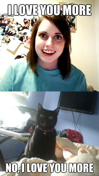i love you more no, i love you more - i love you more no, i love you more  Overly Attached Cat Lady & Cat
