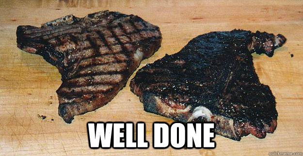 well done - well done  Well Done steak