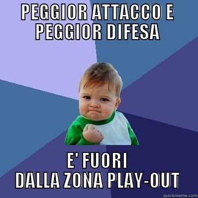 PEGGIOR ATTACCO E PEGGIOR DIFESA E' FUORI DALLA ZONA PLAY-OUT Success Kid